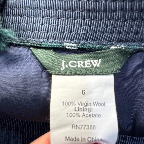J CREW Vintage Tartan Plaid Wool Skirt Navy Green Fringe Hem Womens 6 - Picture 8 of 9